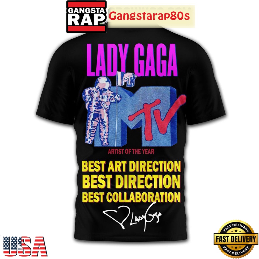 Lady Gaga MTV Artist Of The Year Black All Over Print T Shirt Lady Gaga MTV Artist Of The Year Black All Over Print T Shirt