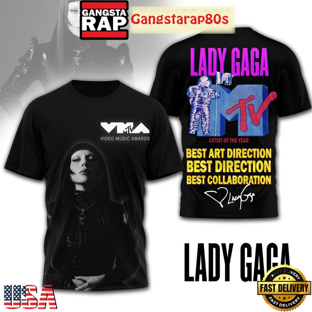 Lady Gaga MTV Artist Of The Year Black All Over Print T Shirt