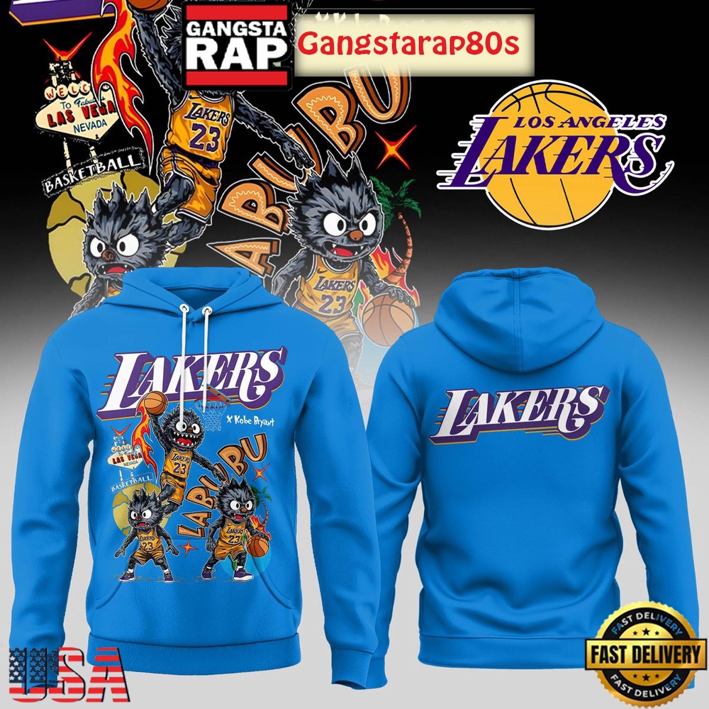 Los Angeles Lakers x Labubu 2025 Blue All Over Print Hoodie