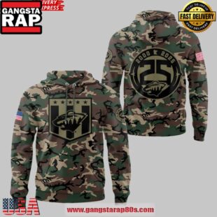 Minnesota Wild Military Appreciation Night 2025 Camo Hoodie Shirt