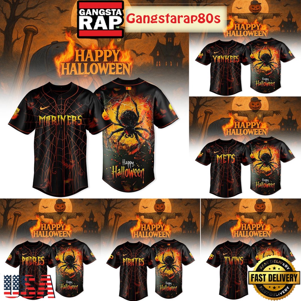 MLB All Team Celebration Halloween Spider 2025 Baseball Jersey Shirt
