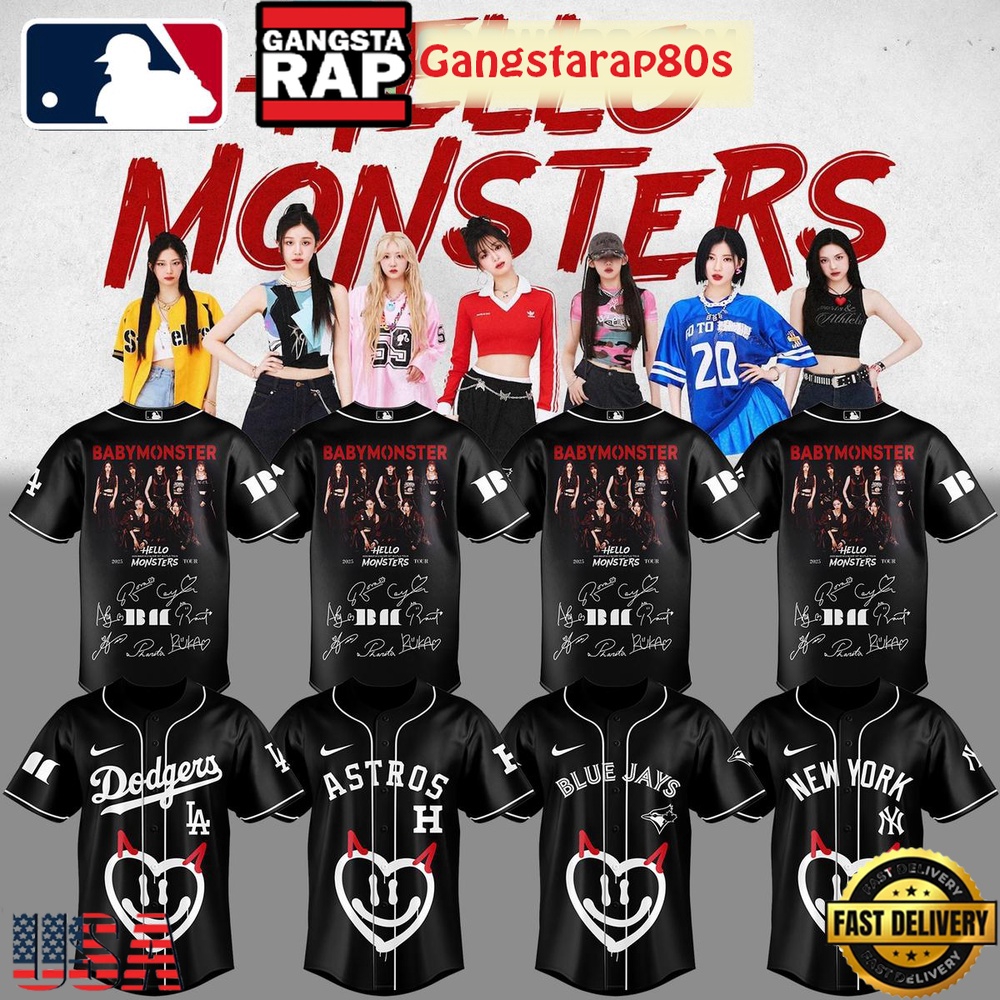 MLB All Team x Babymonster Hello Monsters Tour 2025 Baseball Jersey Shirt