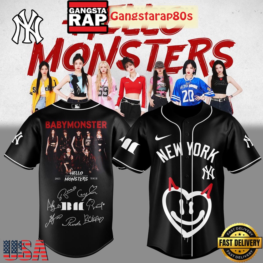 MLB All Team x Babymonster Hello Monsters Tour 2025 Baseball Jersey Shirt
