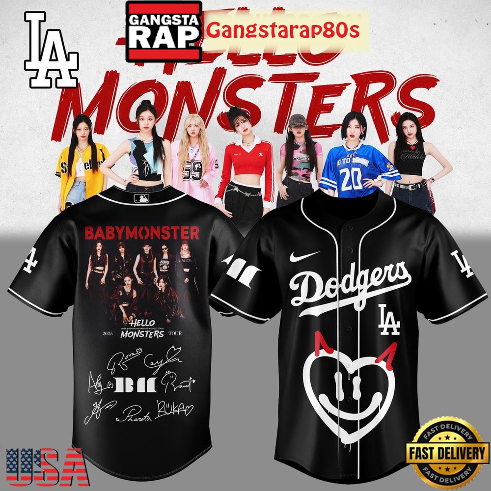 MLB All Team x Babymonster Hello Monsters Tour 2025 Baseball Jersey Shirt MLB All Team x Babymonster Hello Monsters Tour 2025 Baseball Jersey Shirt