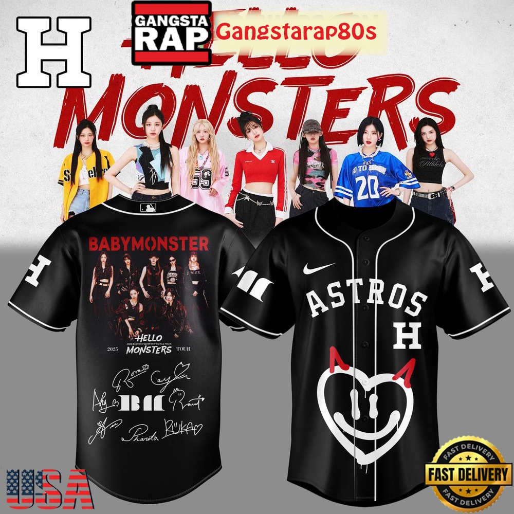 MLB All Team x Babymonster Hello Monsters Tour 2025 Baseball Jersey Shirt MLB All Team x Babymonster Hello Monsters Tour 2025 Baseball Jersey Shirt