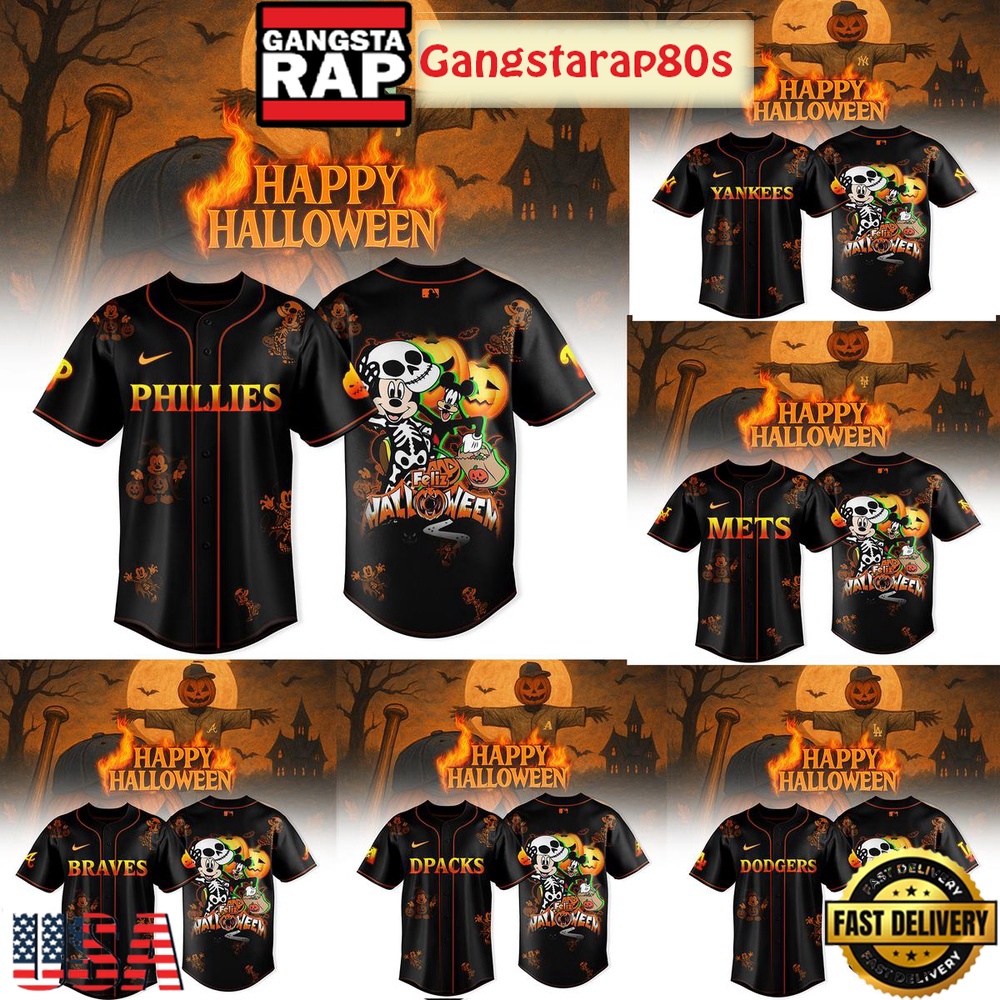 MLB All Team x Disney Happy Halloween Party 2025 Baseball Jersey Shirt