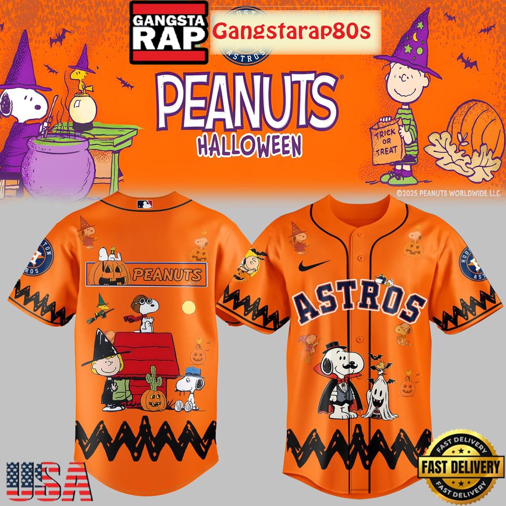 MLB Custom Team x Collab Peanuts Halloween Trick Or Treat Baseball Jersey Shirt MLB Custom Team x Collab Peanuts Halloween Trick Or Treat Baseball Jersey Shirt