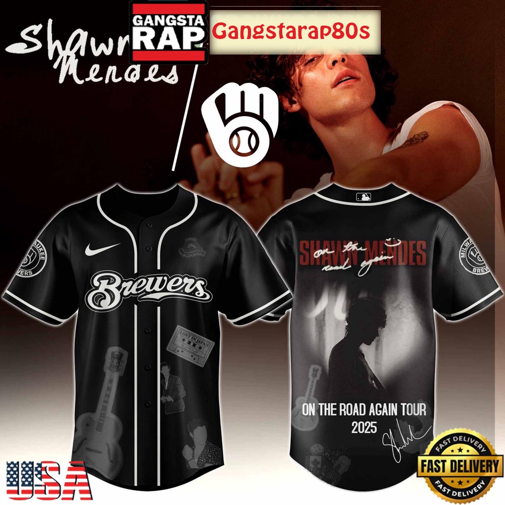 MLB Custom Team x Shawn Mendes On The Road Again Tour Baseball Jersey Shirt MLB Custom Team x Shawn Mendes On The Road Again Tour Baseball Jersey Shirt