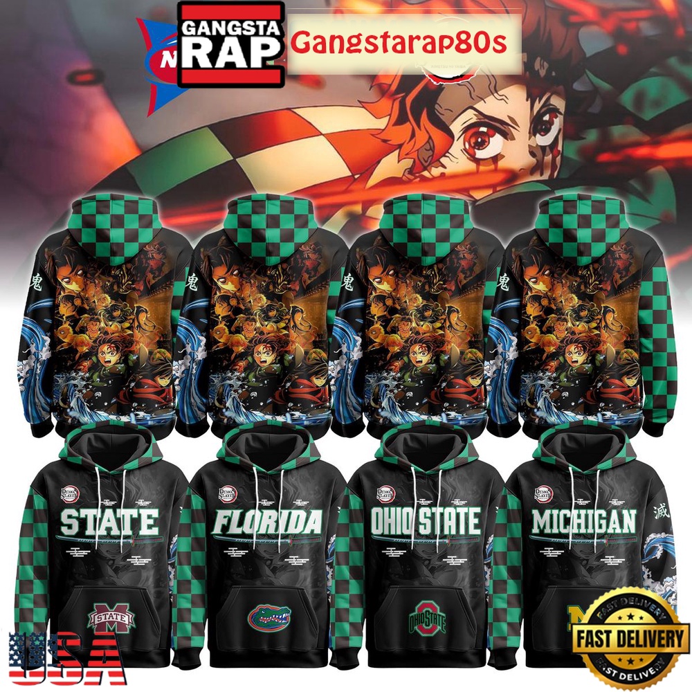 NCAA Custom Team x Demon Slayer Infinity Castle All Over Print Hoodie