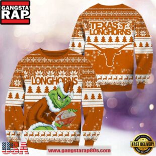 NCAA Texas Longhorns x Grinch Christmas Ugly Sweater