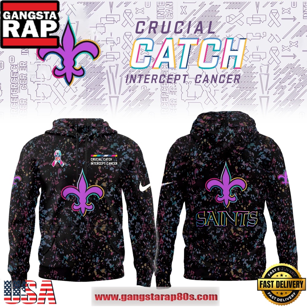 New Orleans Saints Crucial Catch Intercept Cancer 2025 Limited Edition Hoodie Shirt New Orleans Saints Crucial Catch Intercept Cancer 2025 Limited Edition Hoodie Shirt