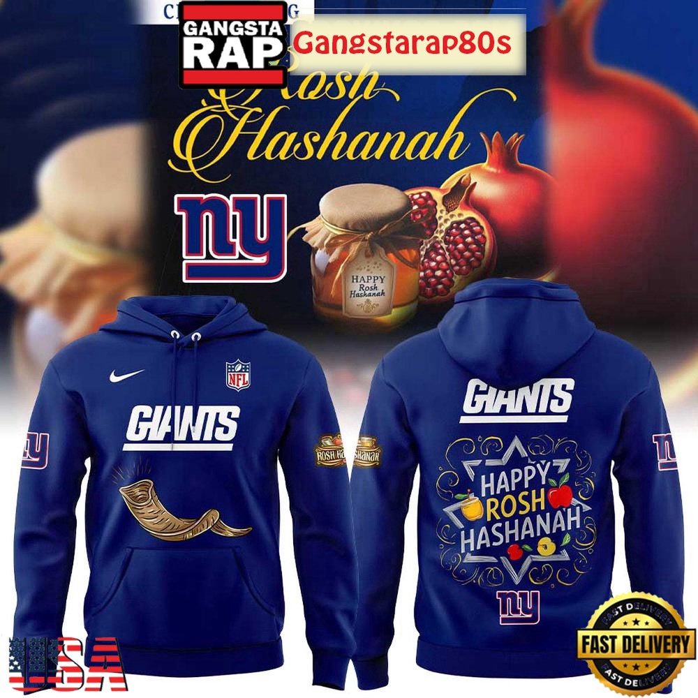 New York Giants Happy Rosh Hashanah All Over Print Hoodie
