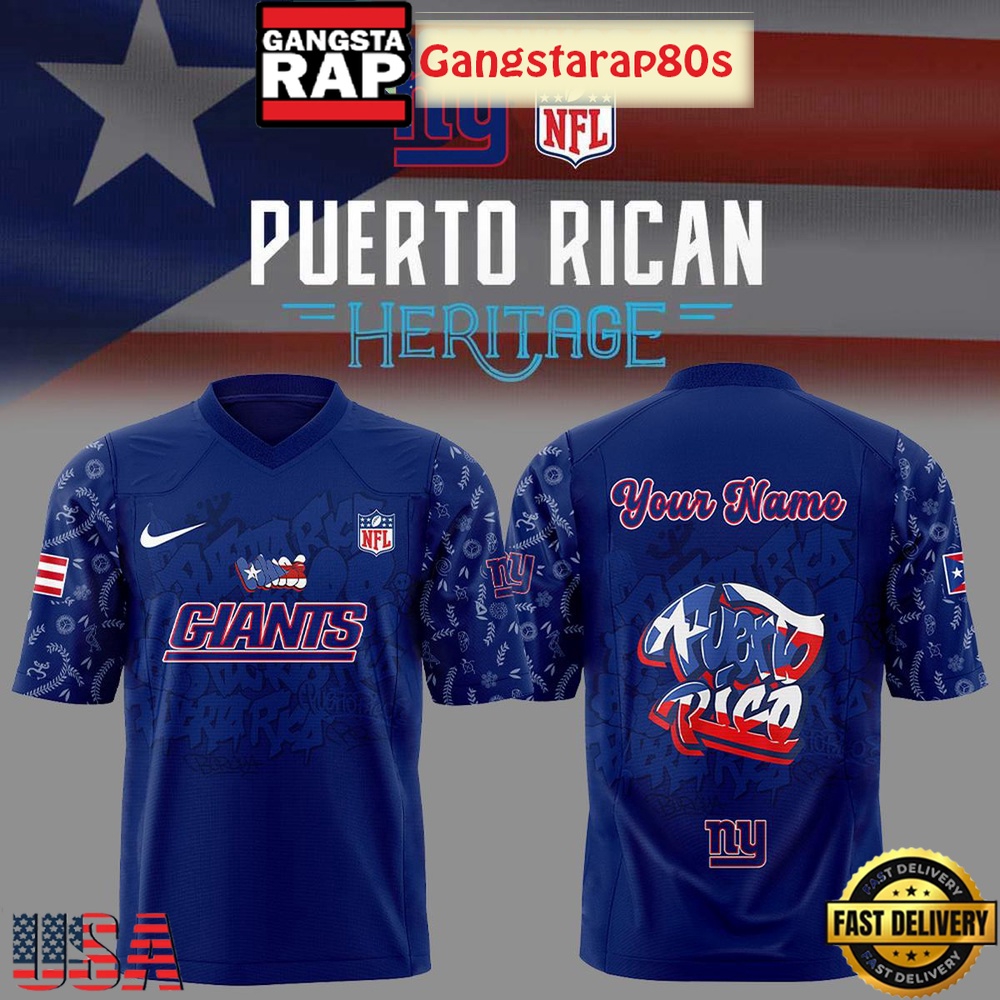 New York Giants Puerto Rican Heritage New Season Custom Name Football Jersey New York Giants Puerto Rican Heritage New Season Custom Name Football Jersey