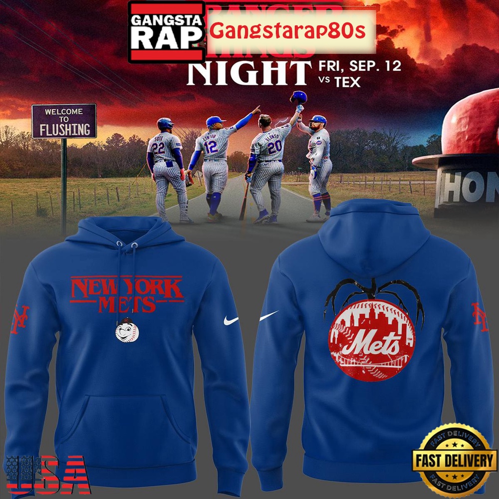 New York Mets x Stranger Things Nights Unisex 3D Hoodie