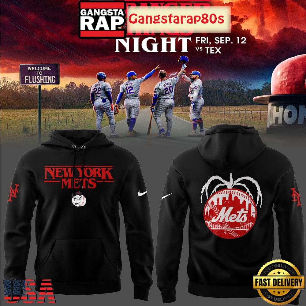 New York Mets x Stranger Things Nights Unisex 3D Hoodie