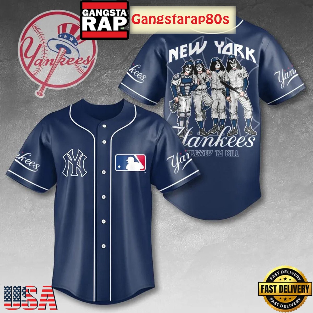 New York Yankees x Kiss Band Pressed To Kill Baseball Jersey