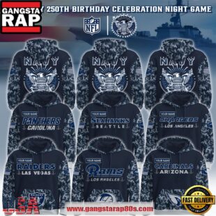 NFL All Team X U.S. Navy 250 Years Camo Custom Name Hoodie Shirt