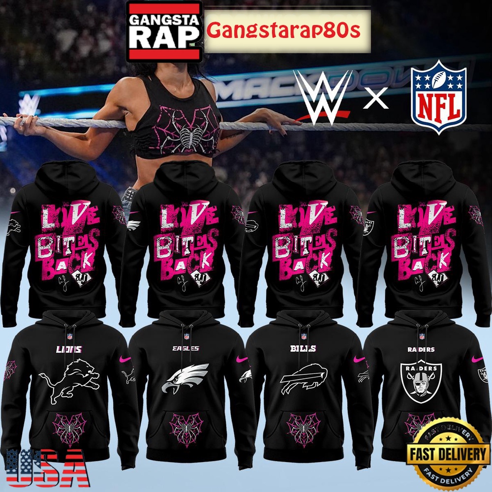 NFL Custom Team x AJ Lee Has Returned WWE Live Bites Back All Over Print Hoodie