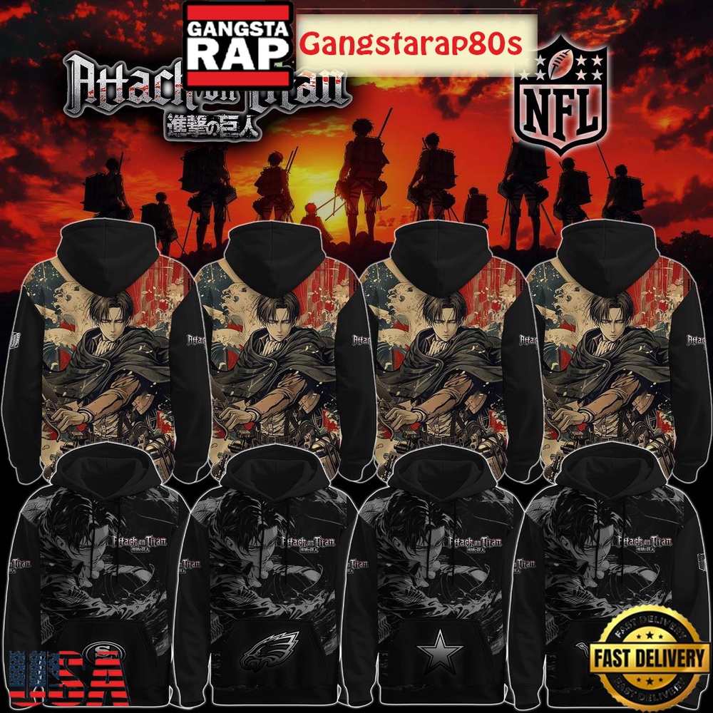 NFL Custom Team x Attack On Titan 2025 Unisex 3D Hoodie