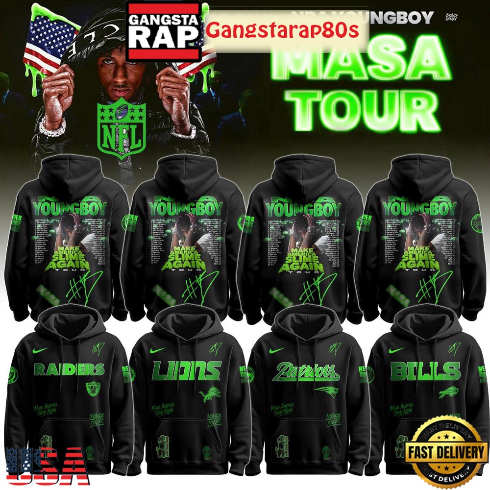 NFL Custom Team x Young Boy Masa Tour 2025 Unisex 3D Hoodie
