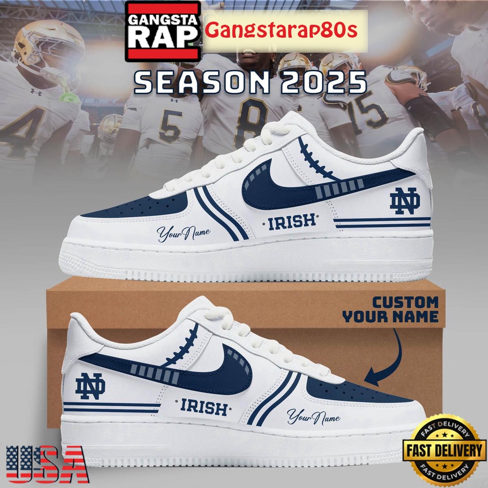 Notre Dame Fighting Irish Football New Season 2025 Special Custom Air Force 1 Sneakers Shoes