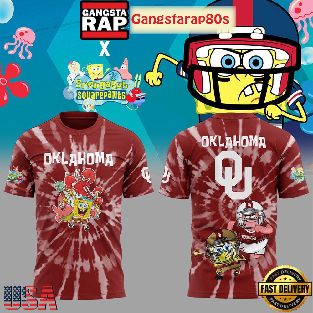 Oklahoma Sooners SpongeBob SquarePants All Over Print Hoodie