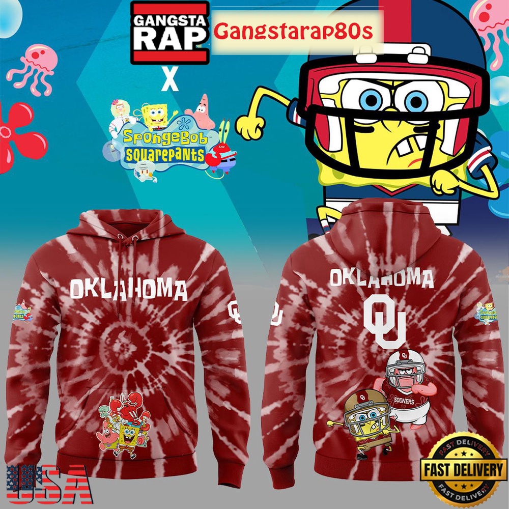 Oklahoma Sooners SpongeBob SquarePants All Over Print Hoodie