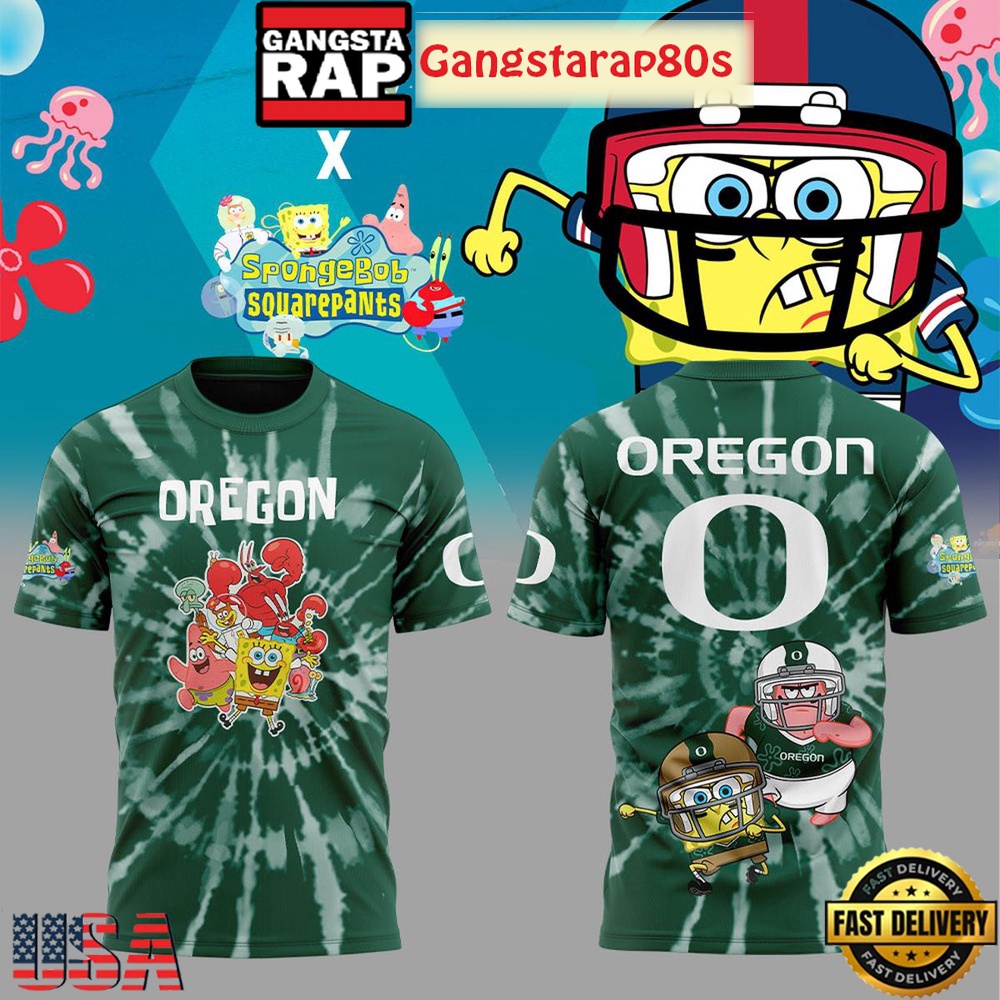 Oregon Ducks SpongeBob SquarePants All Over Print Hoodie