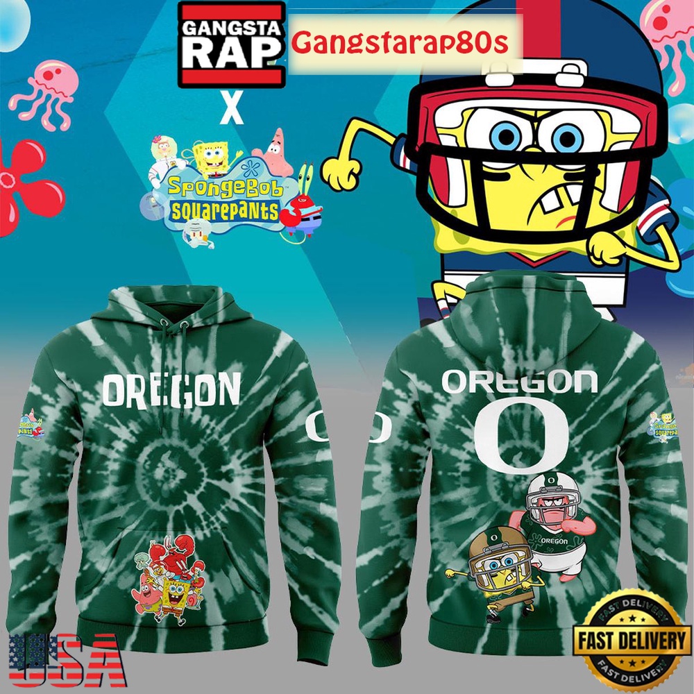 Oregon Ducks SpongeBob SquarePants All Over Print Hoodie