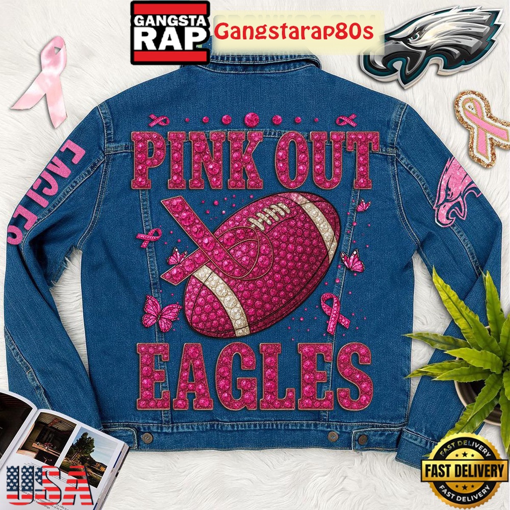 Philadelphia Eagles Pink Out Cancer Limited Edition Denim Jacket