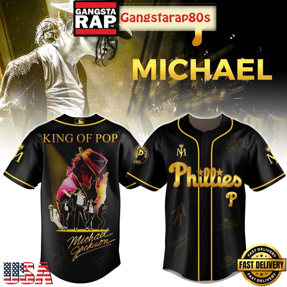 Philadelphia Phillies x Michael Jackson King Of Pop Baseball Jersey