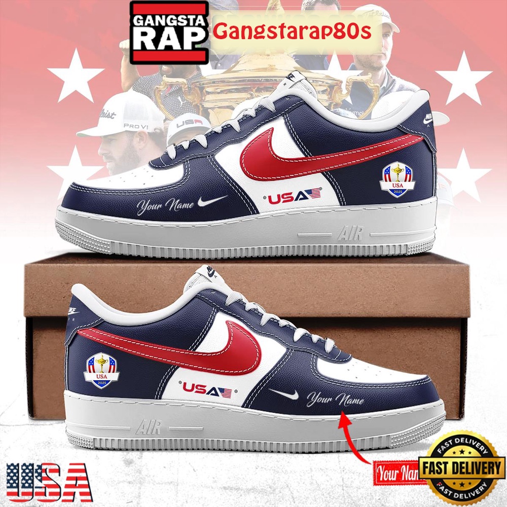 Ryder Cup USA 2025 Navy Custom Air Force 1 Shoes Running Sneakers
