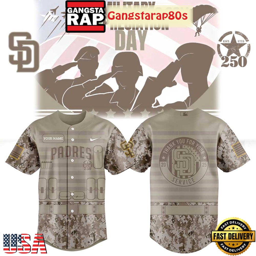 San Diego Padres Military Appreciation 250th Anniversary 2025 Baseball Jersey