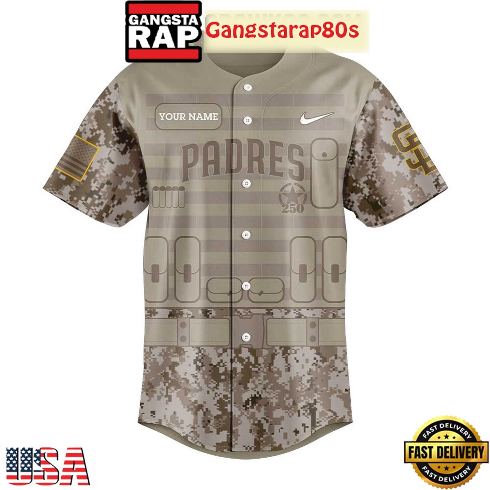 San Diego Padres Military Appreciation 250th Anniversary 2025 Baseball Jersey