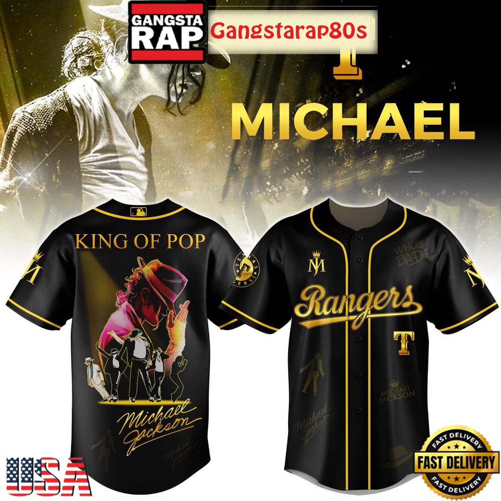 Texas Rangers x Michael Jackson King Of Pop Baseball Jersey