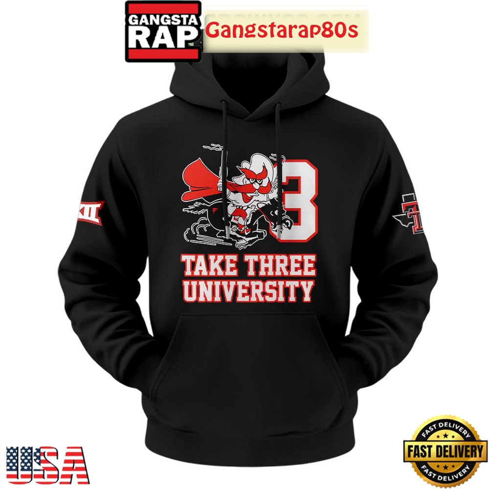 Texas Tech Red Raiders Take Three University Wreckem Unisex 3D Hoodie