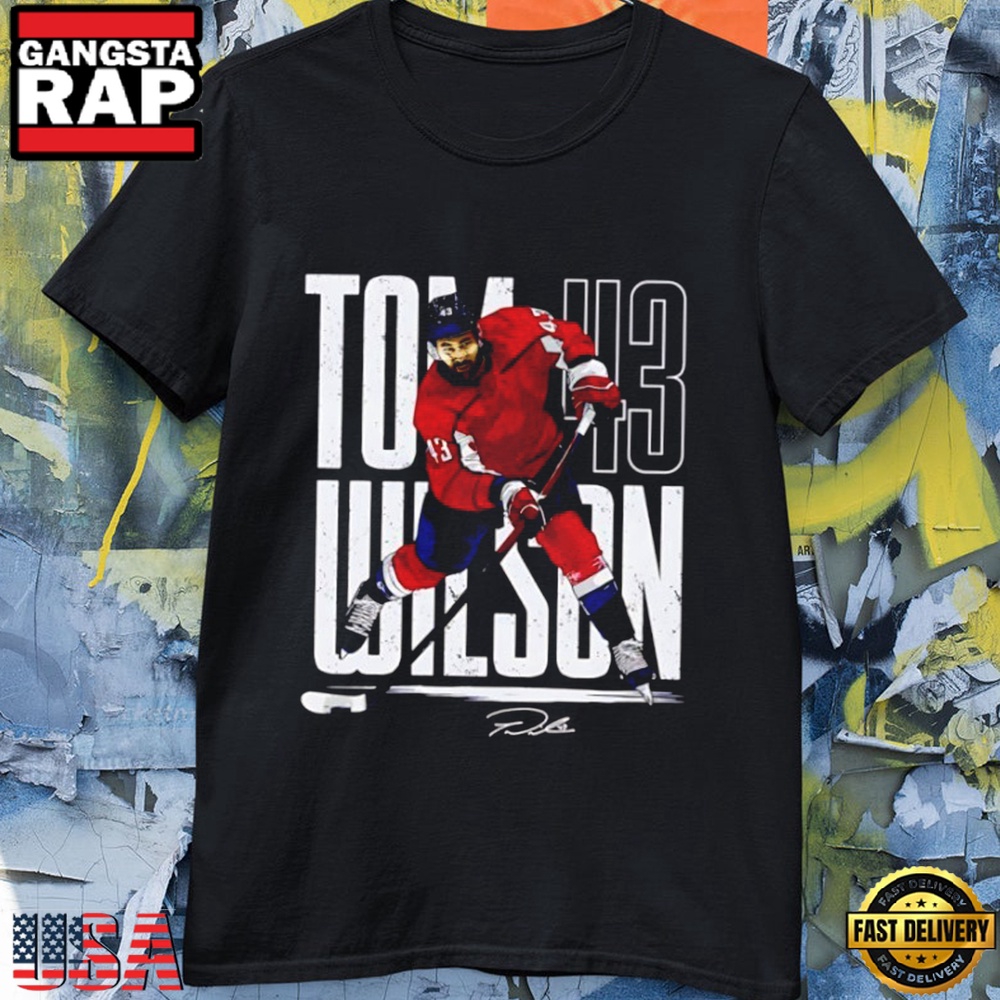 Tom Wilson #43 Washington Capitals Type Poster Signature Black T Shirt
