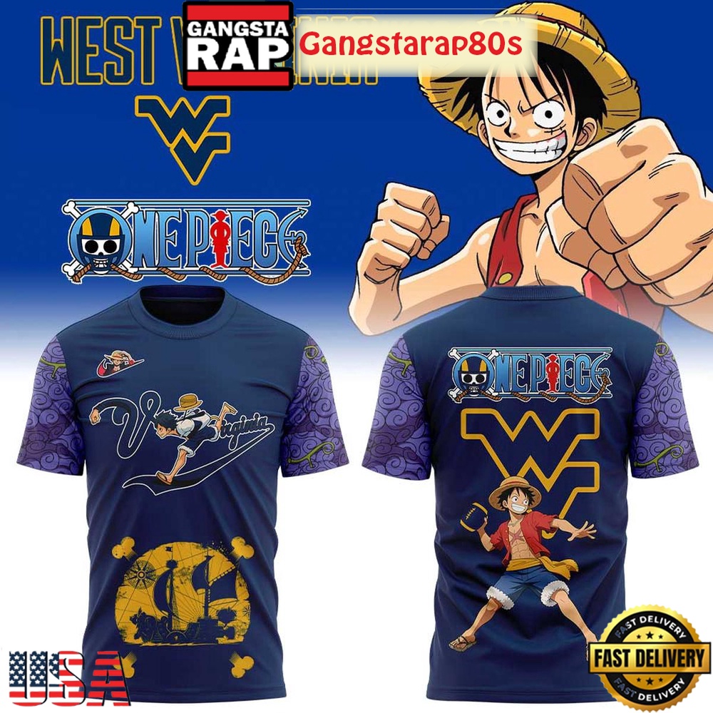 West Virginia Mountaineers x One Piece 2025 All Over Print Hoodie