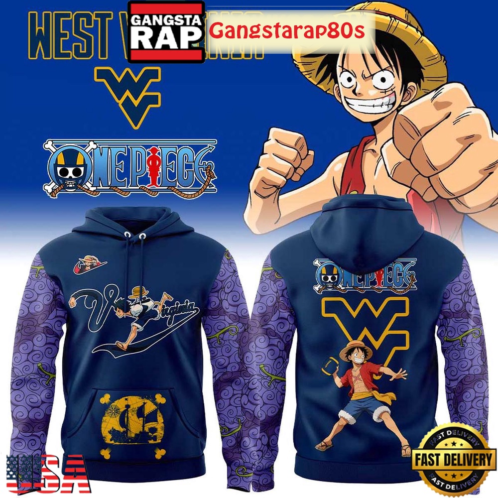 West Virginia Mountaineers x One Piece 2025 All Over Print Hoodie