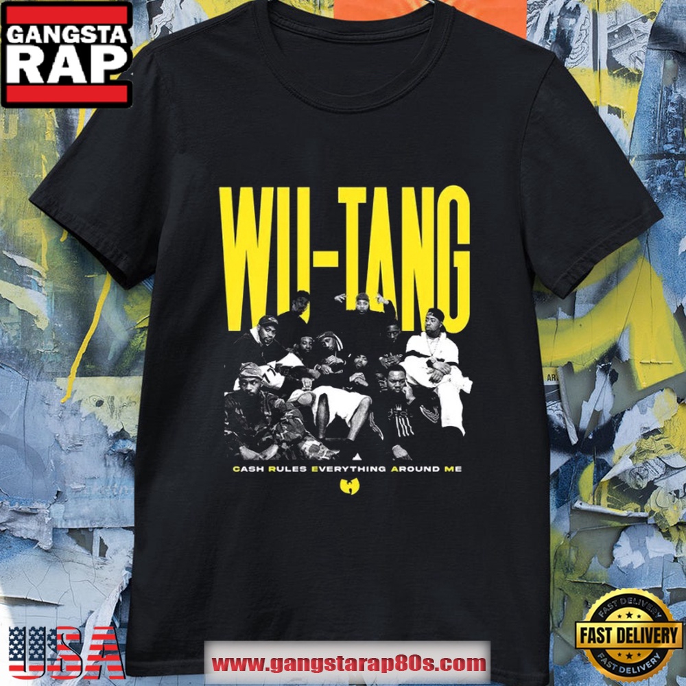 Wu tang Clan Cash Rules Everything Around Me Photo Black T Shirt
