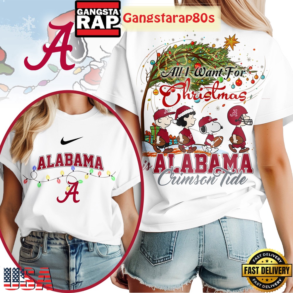 Alabama Crimson Tide NCAA All I Want For Christmas Peanuts 2025 T Shirt
