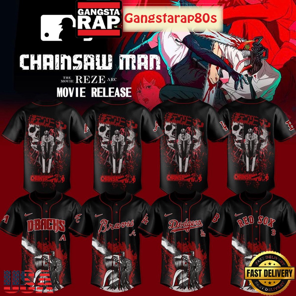 All MLB Teams x Chainsaw Man Reze Arc The Movie 2025 Baseball Jersey