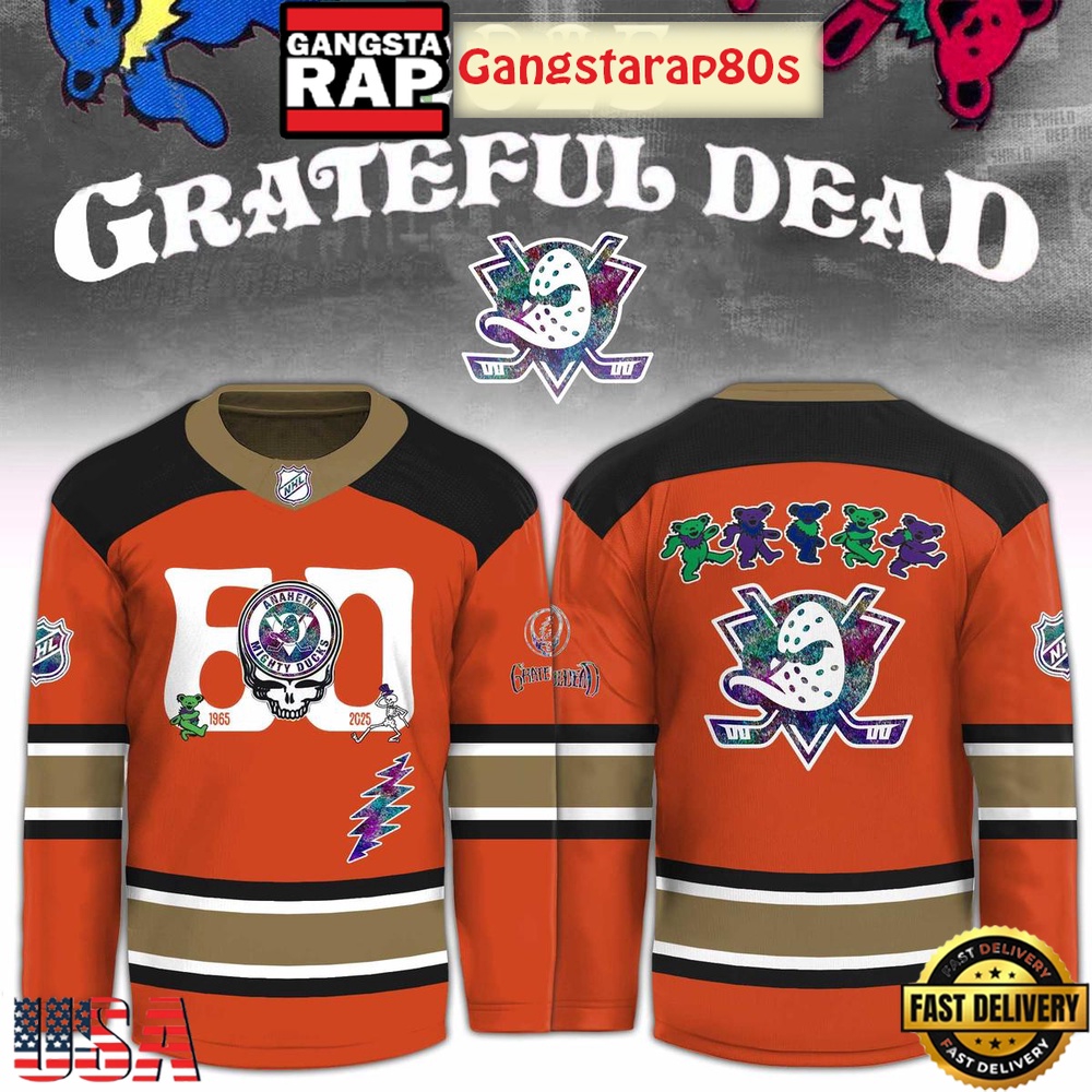 Anaheim Ducks x Grateful Dead 60 Years Special Edition Hockey Jersey