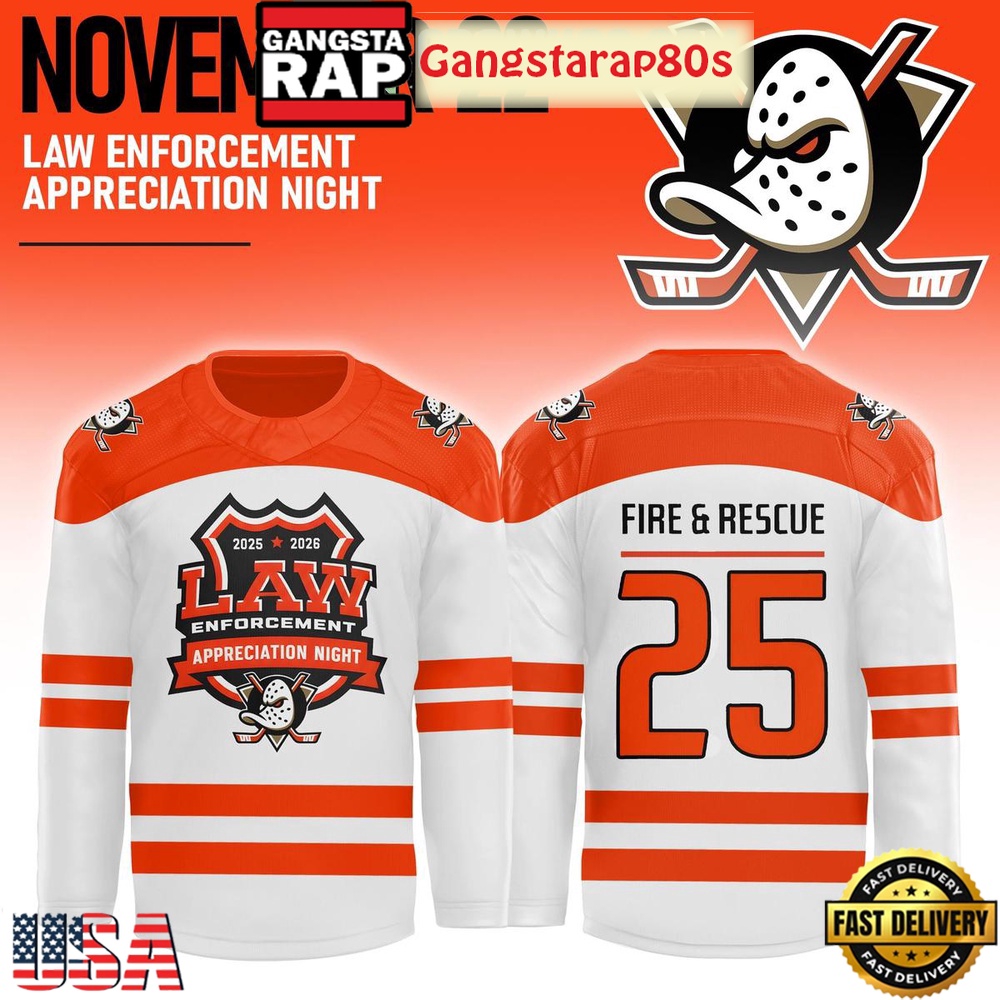 Anaheim Ducks x Law Enforcement Appreciation Night 2025 Custom Hockey Jersey Anaheim Ducks x Law Enforcement Appreciation Night 2025 Custom Hockey Jersey