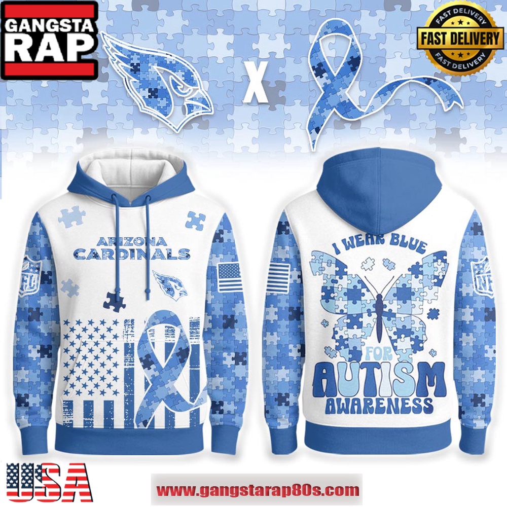 Arizona Cardinals NFL Autism Awareness 2025 Limited Edition Blue Hoodie Shirt