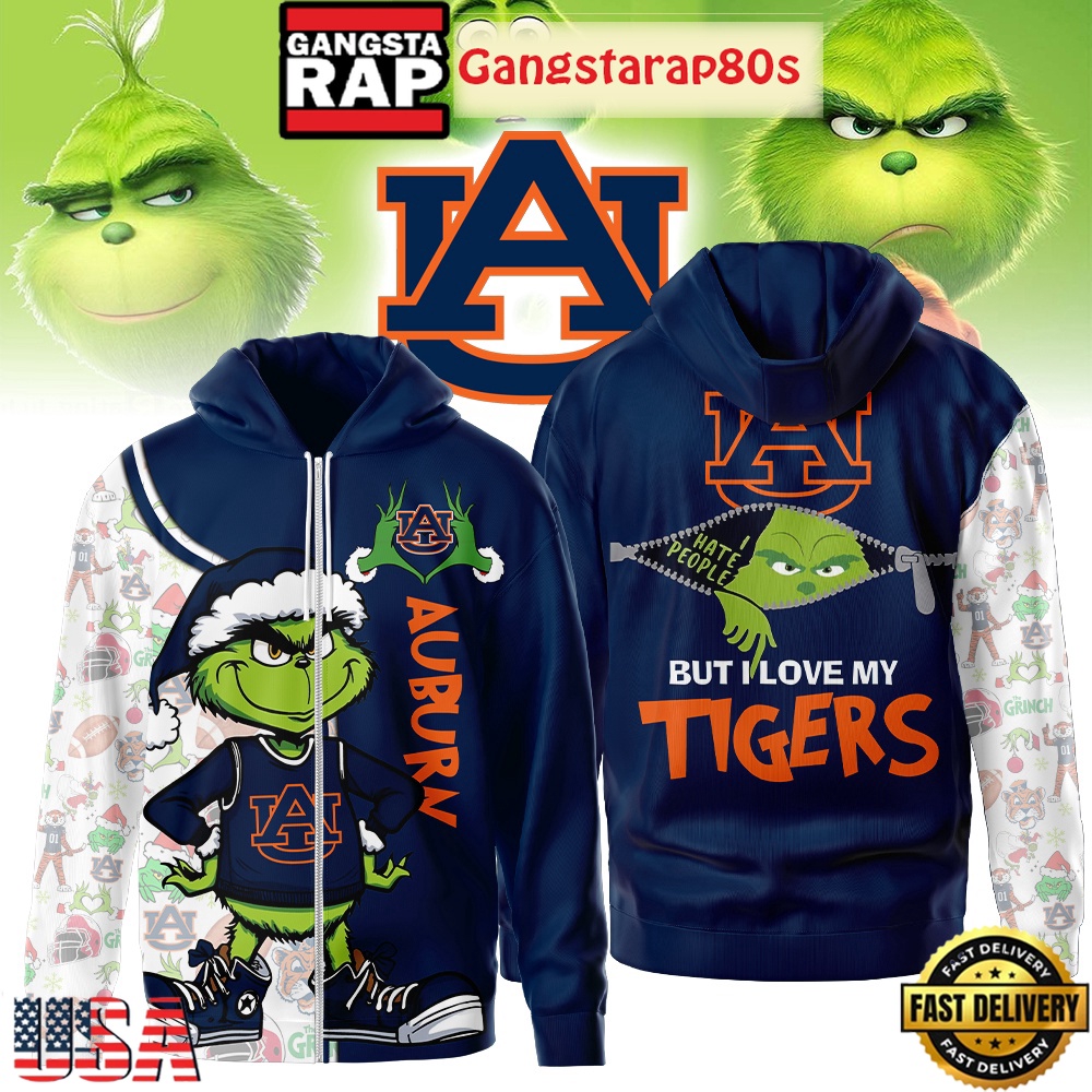 Auburn Tigers NCAA Funny Grinch Football 2025-2026 Unisex Zip Hoodie Auburn Tigers NCAA Funny Grinch Football 2025-2026 Unisex Zip Hoodie