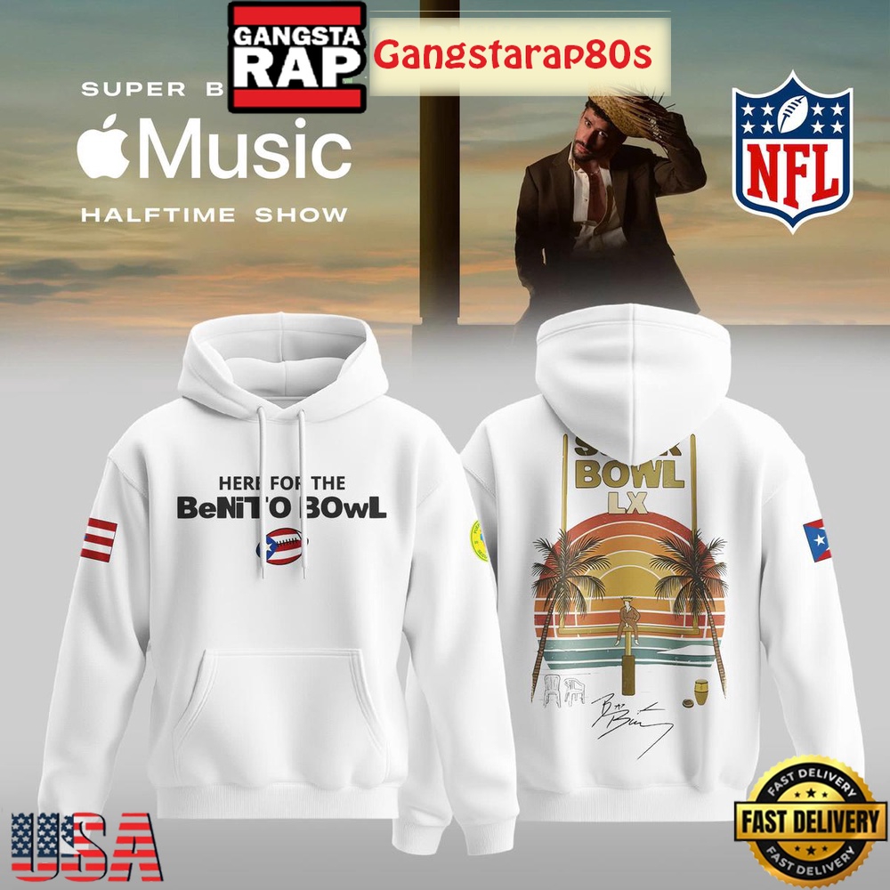 Bad Bunny Here For The Benito Super Bowl LX 2026 Unisex Hoodie