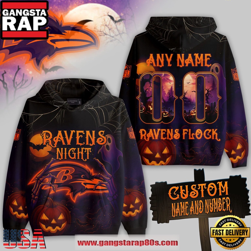 Baltimore Ravens NFL Halloween Night Custom New Edition All Over Print Hoodie