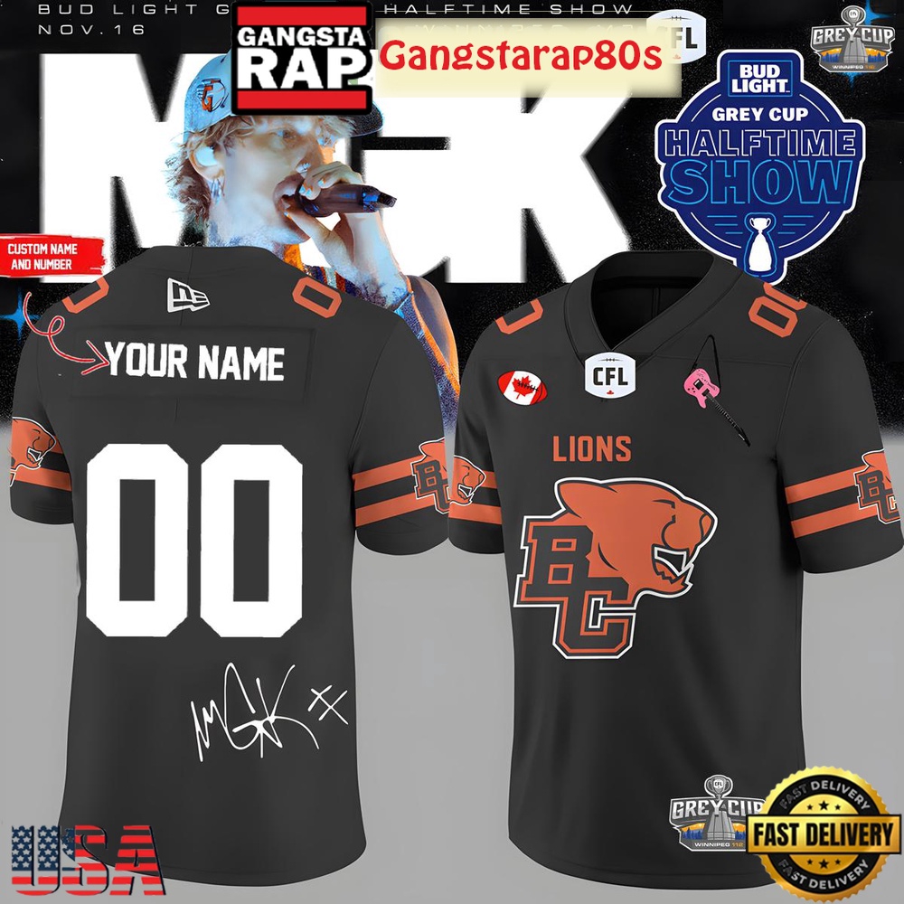 BC Lions x Machine Gun Kelly 2025 Custom Football Jersey
