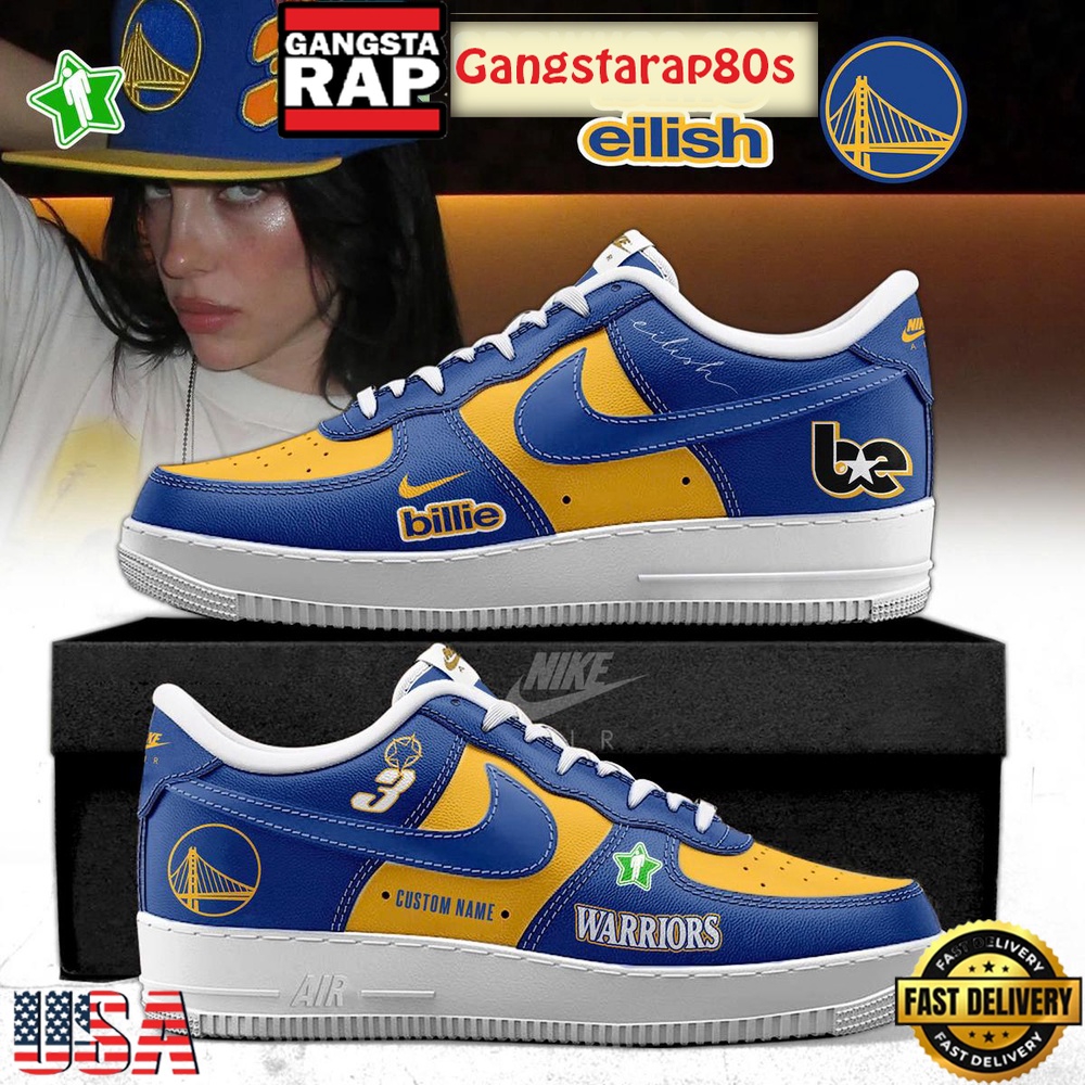 Billie Eilish x Golden State Warriors 2025 Custom Air Force 1 Sneakers Shoes